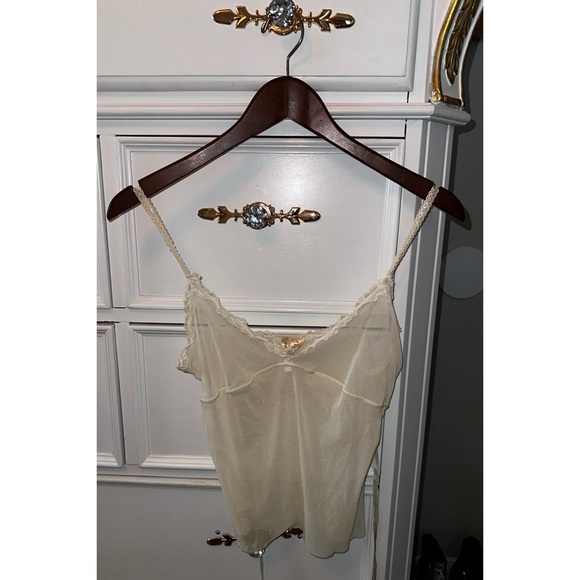 RARE Y2K True Vintage, Abercrombie & Fitch cream, sheer, lace camisole, Sz M - Picture 9 of 16